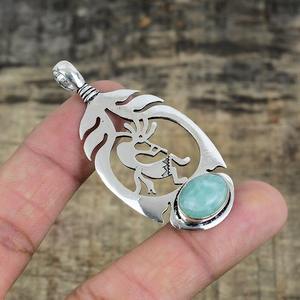 925 Sterling Silver Larimar Gemstone Pendant Jewelry Handmade Silver Boho Style Pendant Jewelry For Women Wedding Gift For <b>Wife</b> - Product Image 4
