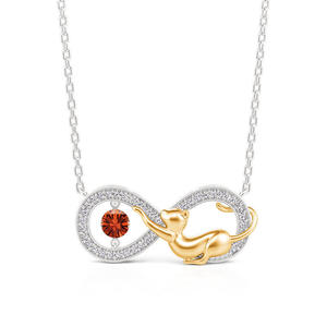 Collier pendentif chat personnalisé avec pierre de naissance en or plaqué or Jeulia - Product Image 6