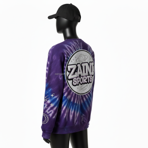 Women Sweatshirt 320 GSM Soft Cotton Fleece Purple Blue <b>Tie</b> <b>Dye</b> Style Custom Embroidery Logo Trendy Women breathable Sweatshirts - Product Image 5