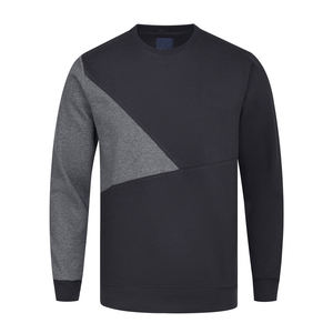 Sudadera negra lisa con capucha para hombre, 100% de algodón, ropa de calle de gran tamaño con hombros caídos, cuello redondo de costilla de peso pesado, talla grande OEM - Product Image 1