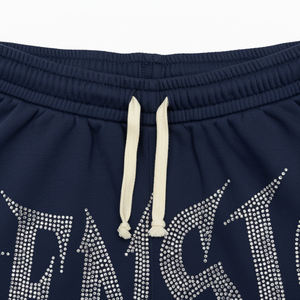 Pantalones cortos con cordón de cintura media gótica bordada sólida para hombre al por mayor 100% algodón de secado rápido transpirable de moda versátil - Product Image 3