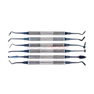 Kit de 6 instruments manuels pour composites dentaires, revêtement titane bleu, certifié CE, en acier inoxydable chirurgical pour restauration - Product Image 4