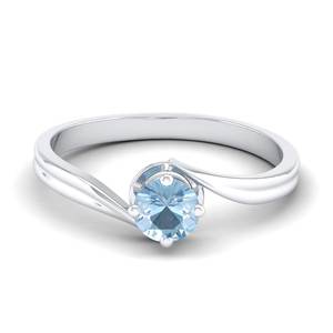 Anillo de Plata de Ley 925 de Alta Calidad REYES con Moissanita de Claridad VVS, Corte Redondo, 0.5 Quilates, Piedra Preciosa de Aguamarina, Anillo de Una Sola Piedra - Product Image 1