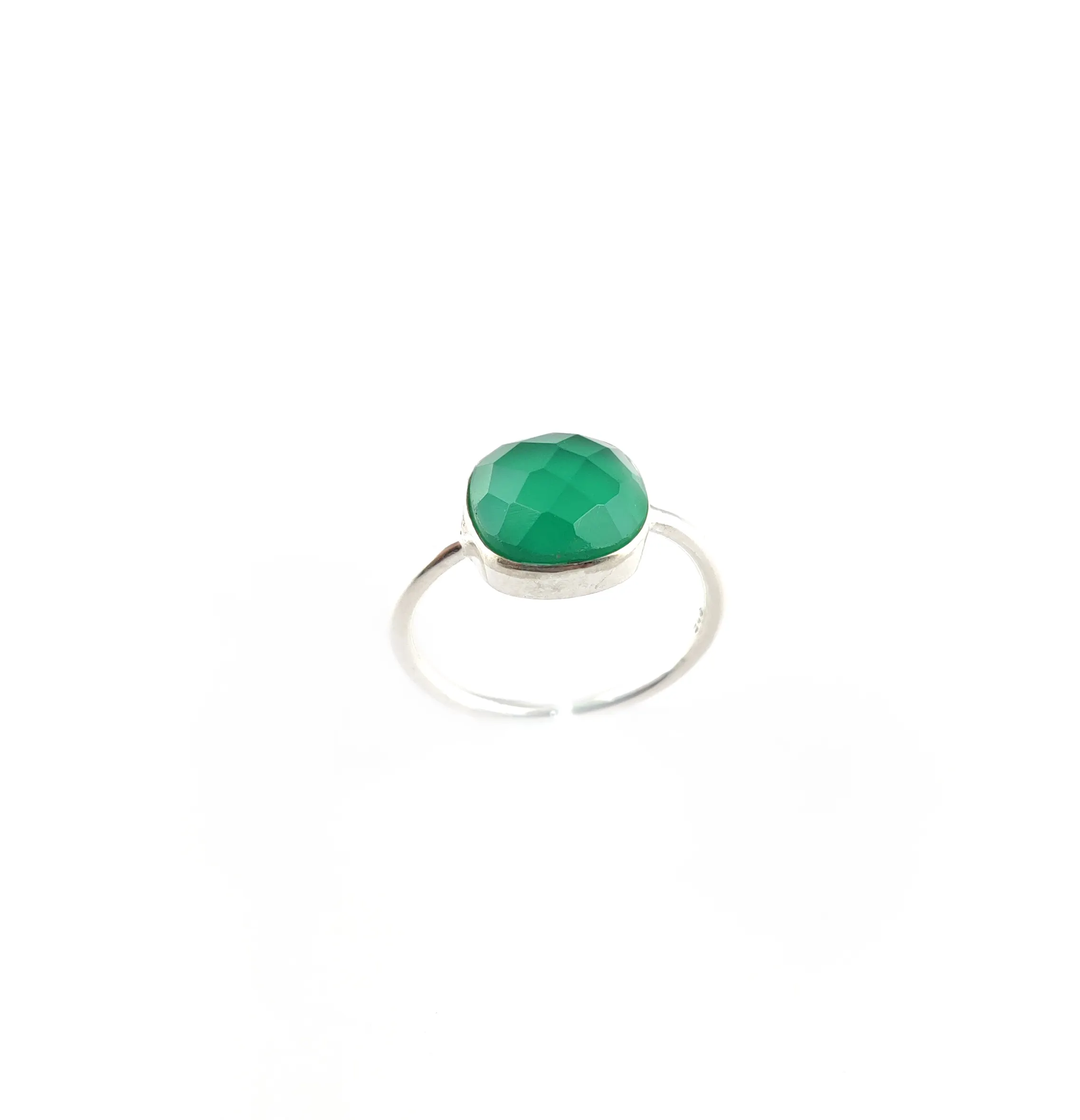 Green Onyx Gemstone Cushion Shape Faceted Cut 925 Sterling Silver Collate Setting Ring 925 Silver Rings Fine Jewelry Green Rings