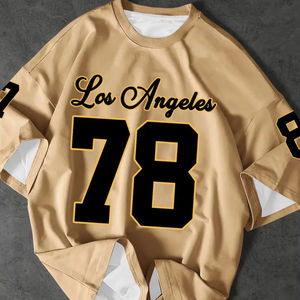 Camiseta de manga corta para hombre de algodón puro 100%, camiseta estampada con cuello de diseño informal elegante - Product Image 1