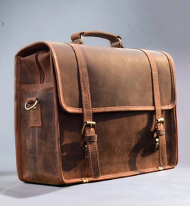 Bolso de mensajero de cuero genuino bolso universitario bolso de hombro para computadora portátil regalo para hombres bolso de oficina maletín de trabajo Sling Regalos para Él - Product Image 3