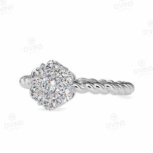 14/18kt 0.50 tcw แหวนหมั้นเพชรธรรมชาติตัดวงรีพร้อมรัศมีทอง18K คลาสสิกสำหรับงานแต่งงานและงานปาร์ตี้ - Product Image 3