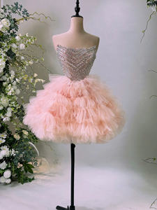 OEM conception personnalisée robe de soirée de bal à la main mode Satin Mini robe de luxe perles mignon imprimé brodé disponible personnalisé nouveau - Product Image 4