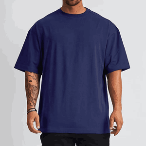 Vente en gros 100% coton 230gsm recadrée Boxy Fit T-shirt pour hommes décontracté surdimensionné sonnerie chemise personnalisée vierge - Product Image 2