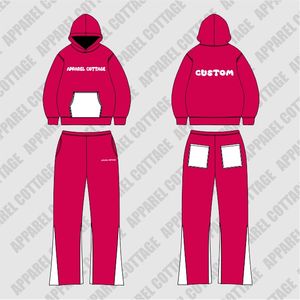 Vente en gros 500GSM Sweat & Joggers Ensemble de survêtement Pantalon évasé avec capuche Confortable Respirant Survêtement Hommes Imprimé Costume - Product Image 4