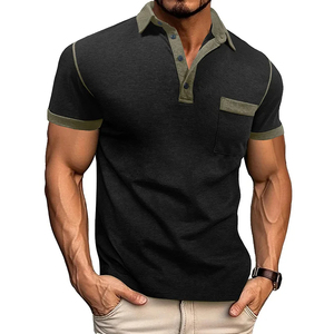 Polo d'été pour hommes européens et américains, T-shirt à revers respirant en 100% coton avec motif imprimé à manches courtes, tendance - Product Image 1