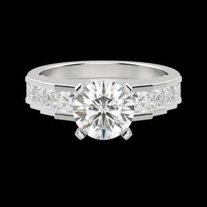 Anillo de compromiso de moissanita vintage de corte redondo brillante - Product Image 6