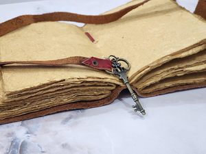 NEW ERA Handmade Full Grain Leather Hardcover Journal Notebook-Vintage Key Wrap Diary Deckle Edge Paper 100 Sheets Sublimation - Product Image 6
