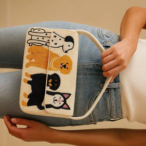 Women's Designer Handbag 2025 Summer Party Bag Black Beaded Evening <b>Clutch</b> Colorful Floral <b>Embellishment</b> Fashionable Button - Product Image 1