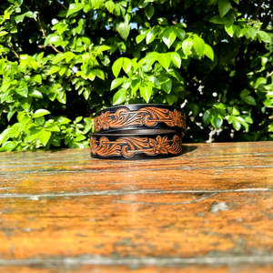 เข็มขัดหนังวัวแท้สไตล์ตะวันตกแบบคลาสสิค ลายดอกไม้  งานแฮนด์เมดจากอาร์เจนตินา เหมาะสำหรับคาวบอย  ใส่ลำลอง  ปรับแต่งได้  เหมาะสำหรับเป็นของขวัญ - Product Image 6