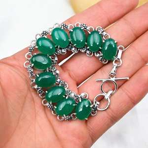 Bracelet en onyx vert, argent sterling 925, bijoux en argent faits à la main, bracelet en pierres précieuses, cadeaux de mariage et d'anniversaire pour elle - Product Image 5