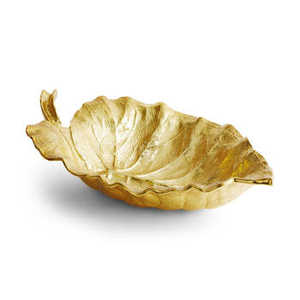 Leaf Design Metal Food Serving <b>Bowl</b> Gold Color Trending New Arrival Perfect for <b>Snacks</b> Serving and Ramadan Gifting - Product Image 1