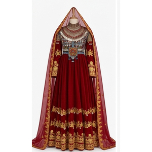 Breathable Afghani Salwar Kameez <b>Dresses</b> Tribal Ethnic Design Chiffon Fabric Maxi Length Cultural Special Afghan Kuchi <b>Dress</b> - Product Image 1