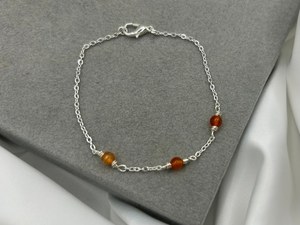 Carnelian Beaded Bracelet Genuine Healing <b>Crystal</b> 925 Sterling Silver 14K Gold Plated Elegant Spiritual Jewelry Gift - Product Image 2