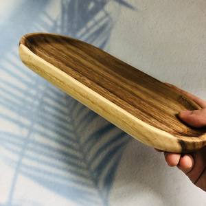 Plateau ovale en ACACIA naturel de haute qualité plateau de service à café et thé assiette décorative ustensiles de table de mariage fabriqués par VITRAPRO - Product Image 3