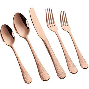 Ensemble de couverts lourds en acier inoxydable plaqué or, 5 pièces, couteau, fourchette, cuillère, or rose, couverts de mariage pour utilisation au restaurant - Product Image 3