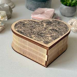 <b>Small</b> Polished Solid Wood Heart Shape Trinket Box Handmade Jewelry Organizer <b>Gift</b> for Her <b>Wedding</b> Decoration - Product Image 2