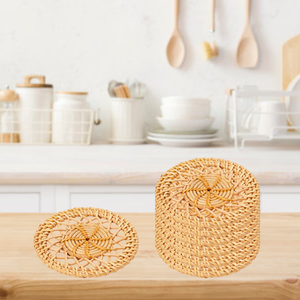 Sophistication économique: Lot de 5 sous-verres ronds en rotin faits à la main au Vietnam avec un design luxueux à bas prix - Product Image 6