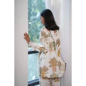 Conjunto de Dos Piezas Exotic for Cream Palm, Atuendo de Verano Moderno para Mujer, Tallas XS-XL, Conjuntos Combinados con Diseño de Palma Crema Pedido - Product Image 4