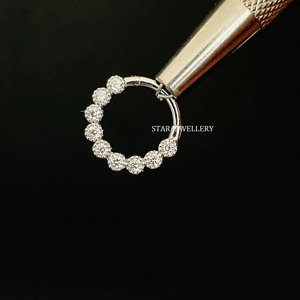 14K Yellow <b>Gold</b>/Rose <b>Gold</b> Natural Diamond Daith Piercing Fine Jewelry-Women's Gift - Product Image 3