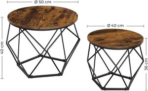 Modern Luxury Wooden Top Coffee <b>Table</b> Set <b>2</b>-Piece Nesting Design <b>for</b> Living Room Unique Luxury Furniture with Metal Frame - Product Image 2