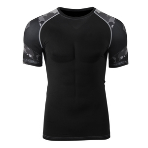 Chemise de compression à manches courtes pour hommes, tissu extensible durable, conçu pour les arts martiaux, le jiu jitsu, la boxe et la gymnastique. - Product Image 3