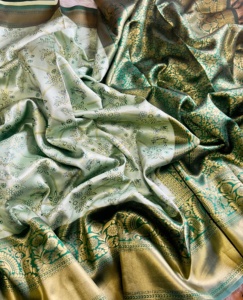 Belle tenue occasionnelle haute sur demande chemisier sari en soie douce avec travail de tissage couleur incroyable meilleur prix femme mode - Product Image 6