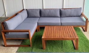 Meubles de jardin en bois d'acacia de couleur bois de teck de style chaud, ensemble de salon 4 places origine vietnam à un prix raisonnable à vendre - Product Image 3