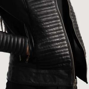 Quilted Black PU <b>Biker</b> <b>Jacket</b> with Custom Logo for Ladies-Simple Short-Length Embroidered Winter/Fall - Product Image 6