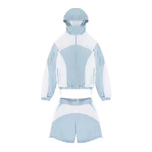 Conjunto de chándal de 2 piezas cortavientos de alta calidad al por mayor conjunto de pantalones cortos de nailon con dos paneles de doble capa personalizado - Product Image 2