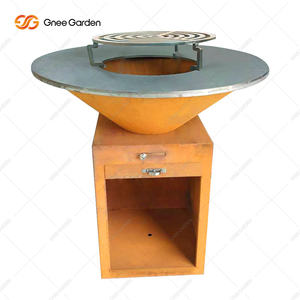 Barbecue moderne en acier Corten robuste pour l'extérieur, avec combustible en bois, en acier résistant aux intempéries pour le camping et la cuisine en plein air - Product Image 2