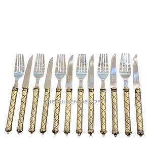 Juegos de Metal de latón de estilo moderno de 4 piezas Cubiertos con acabado antiguo dorado Acero con espejo Cena de lujo Ware Fiesta Bodas - Product Image 5