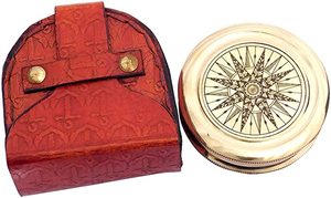 Poème pointant en laiton nautique boussole antique Robert frost boussole en laiton faite à la main Antique avec étui en cuir cadeau - Product Image 2