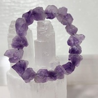Brazalete Unisex Hecho a Mano de Aleación de Zinc con Amatista Natural, Joyería de Cristal Natural, Estilo Elástico y Lindo para Fiestas, Regalo Perfecto para Él y Ella