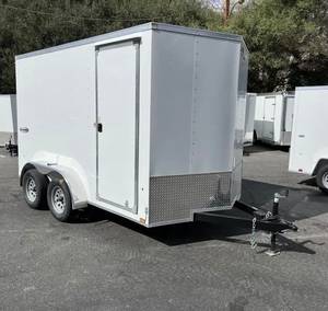 Free Shipping 7x18 V TA3 Enclosed Car Trailer Black with Door and Red White Stripe Trim Galvanized LED 2001-3000kg Payload - Product Image 1