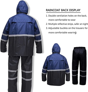 Conjunto de traje de lluvia reflectante impermeable para ropa de trabajo al aire libre unisex con capucha, chaqueta de PVC resistente y pantalones para uso seguro - Product Image 3