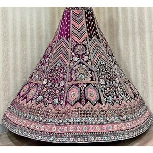 Lehenga Choli de mariée sur mesure, lourd, avec jupe à volants de 5 mètres, double broderie, dupatta, travail à la main Jarakan, pour les fêtes - Product Image 6