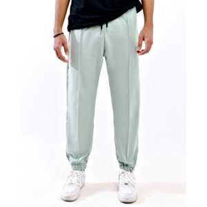 Pantalon plissé taille haute pour femme, coupe droite, en tissu éponge respirant, avec fermeture élastique à la taille, couleur menthe lavée - Product Image 2