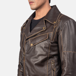 Chaqueta de Motociclista para Hombre CLASSIC INVENTORS, de Cuero Genuino, Impermeable, Transpirable, Cortavientos, para Invierno, Estilo Urbano, Cuello Alto, Cierre de Cremallera, Color Negro - Product Image 6