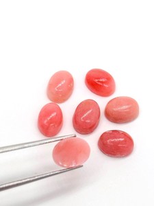 พลอยโอปอลทรงวงรีสีชมพู8x10มม. อัญมณีโอปอลธรรมชาติเรียบเนียนอัญมณีหลวมสำหรับทำเครื่องประดับ - Product Image 5