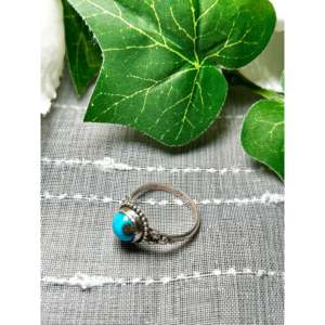 Bague statement en turquoise Kingman et argent sterling, fabrication artisanale Navajo, taille 9, pour un usage quotidien - Product Image 4
