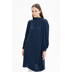 Navy <b>Blue</b> Lightweight Elegant <b>Tunic</b> with Front Detail - Product Image 1