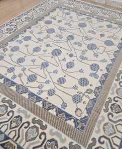 Blanc bleu Oushak tapis tricoté à la main laine moderne coloré turc tapis marine haute vente corail 9x12 10x14 12x15 lumineux tapis ensemble - Product Image 5