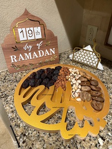 ถาดเสิร์ฟช็อกโกแลตทำจากไม้แกะสลักลายดอกไม้สำหรับเป็นของขวัญของชาวอิสลามสำหรับตกแต่งบ้าน - Product Image 3