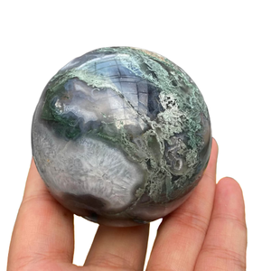 HERMOSA ESFERA PULIDA ÁGATA MUSGO PARA DECORACIONES DEL HOGAR AL POR MAYOR ESFERA DE ÁGATA MUSGO COMPRAR ESFERA REDONDA 40-55 MM - Product Image 1
